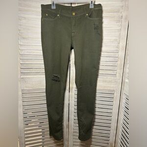 7 For All Mankind Olive Green Distressed Jeans
